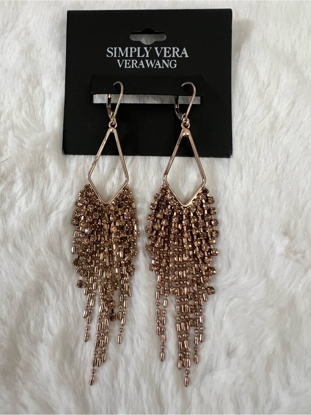 Simply Vera Vera Wang Rose Gold Beaded Fringe Drop Earrings
